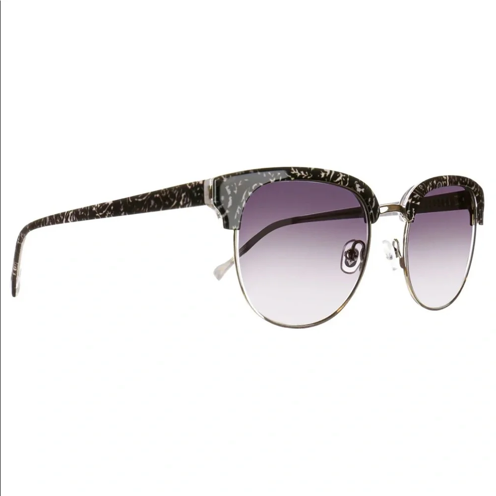Vera Bradley Talia Sunglasses Paisley Noir Black White NEW WITH CASE - Picture 2 of 3